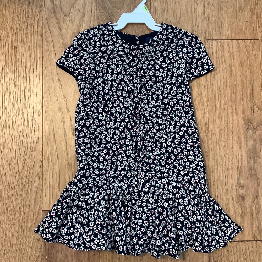 Sold!! Ralph Lauren girls 3T navy, white and red floral short sleeve flounce